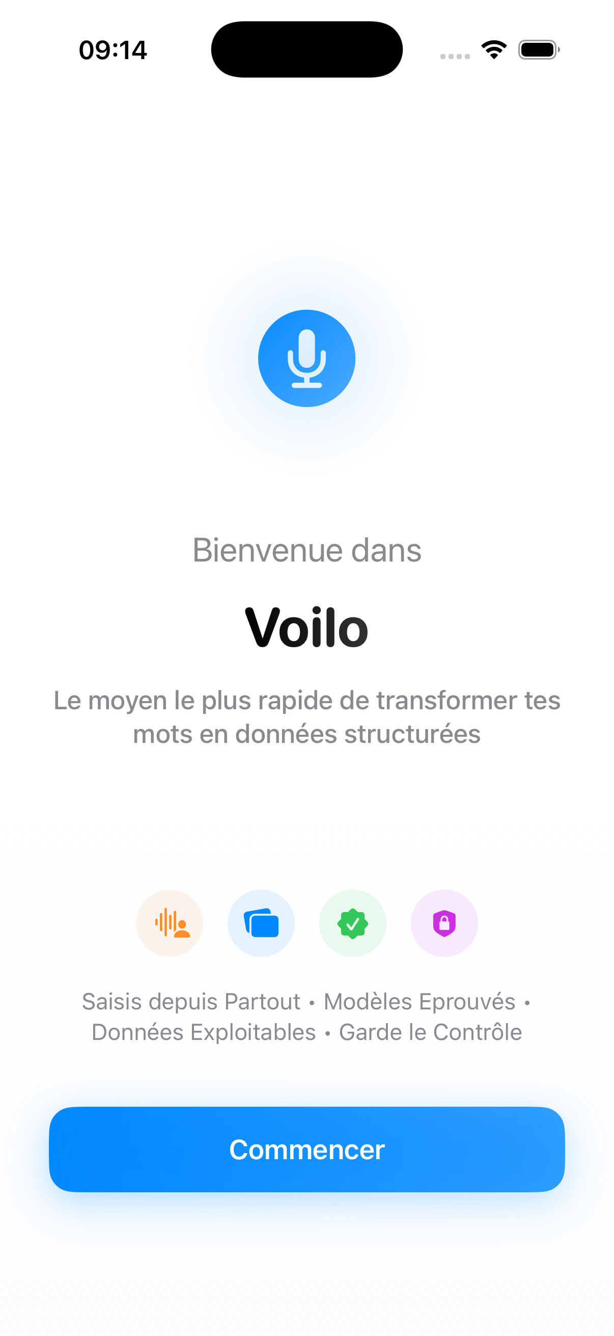 Écran d'accueil Voilo
