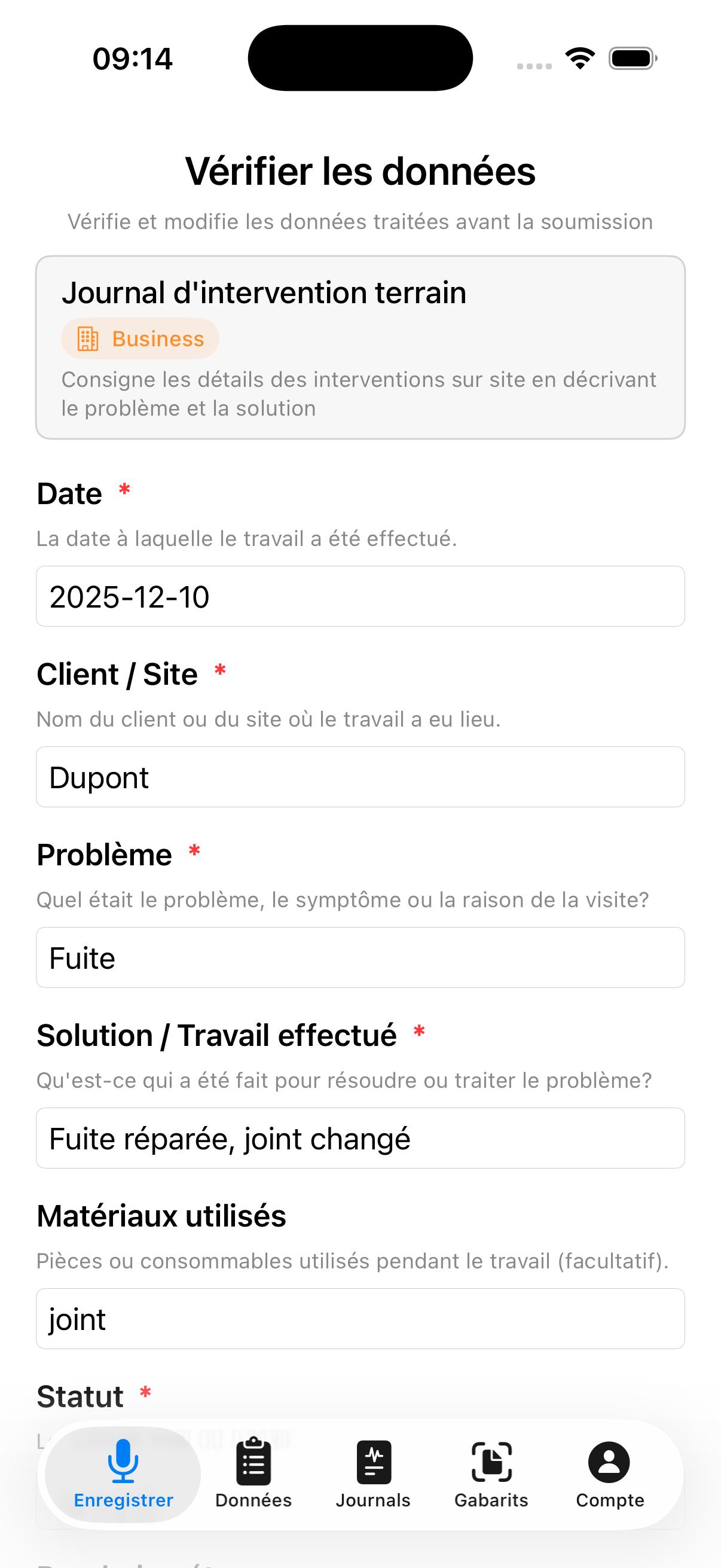 Vérification des données
