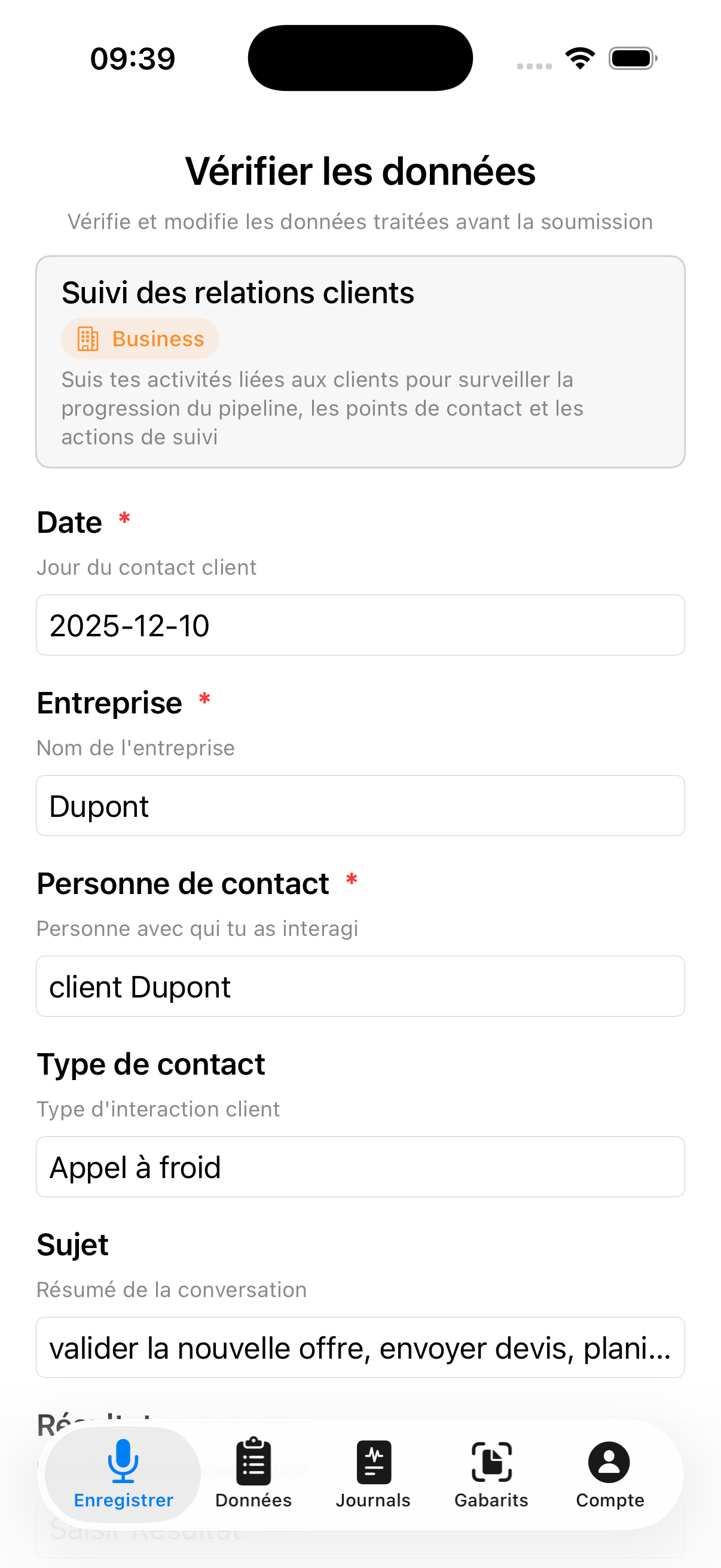 Vérification des données