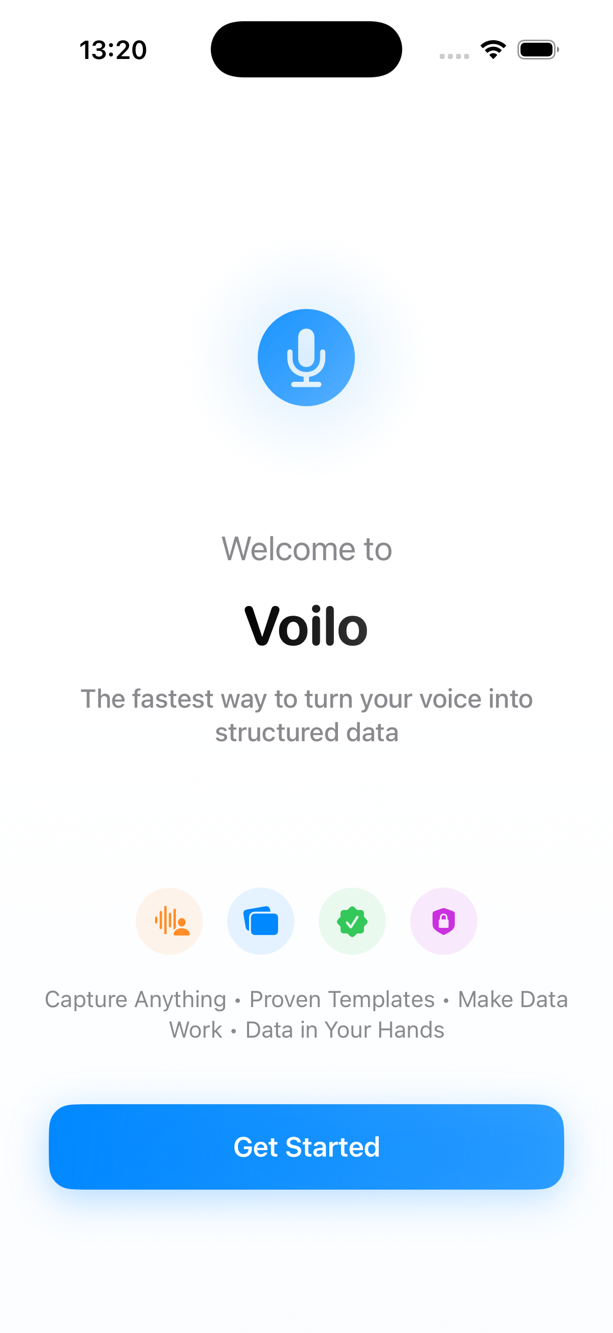 Voilo welcome screen