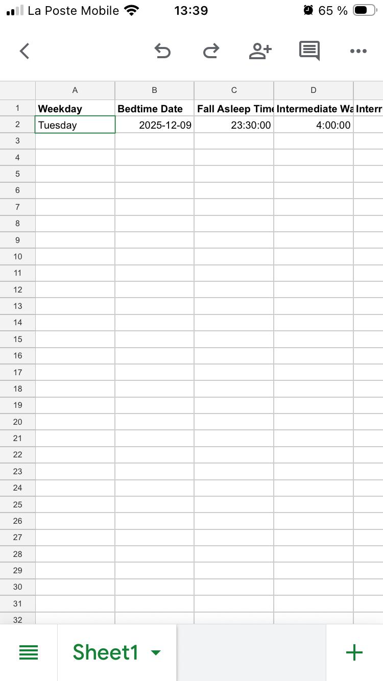 Google Sheets export